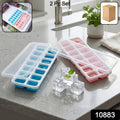 Multipurpose Plastic Ice Cube Tray With Lid (Pack Of 2 14 Grid Each)